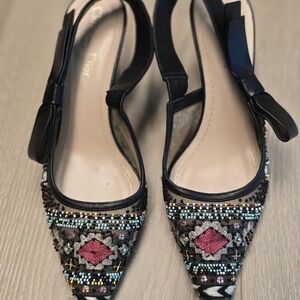 Dior Black and Pink Embellished Heels